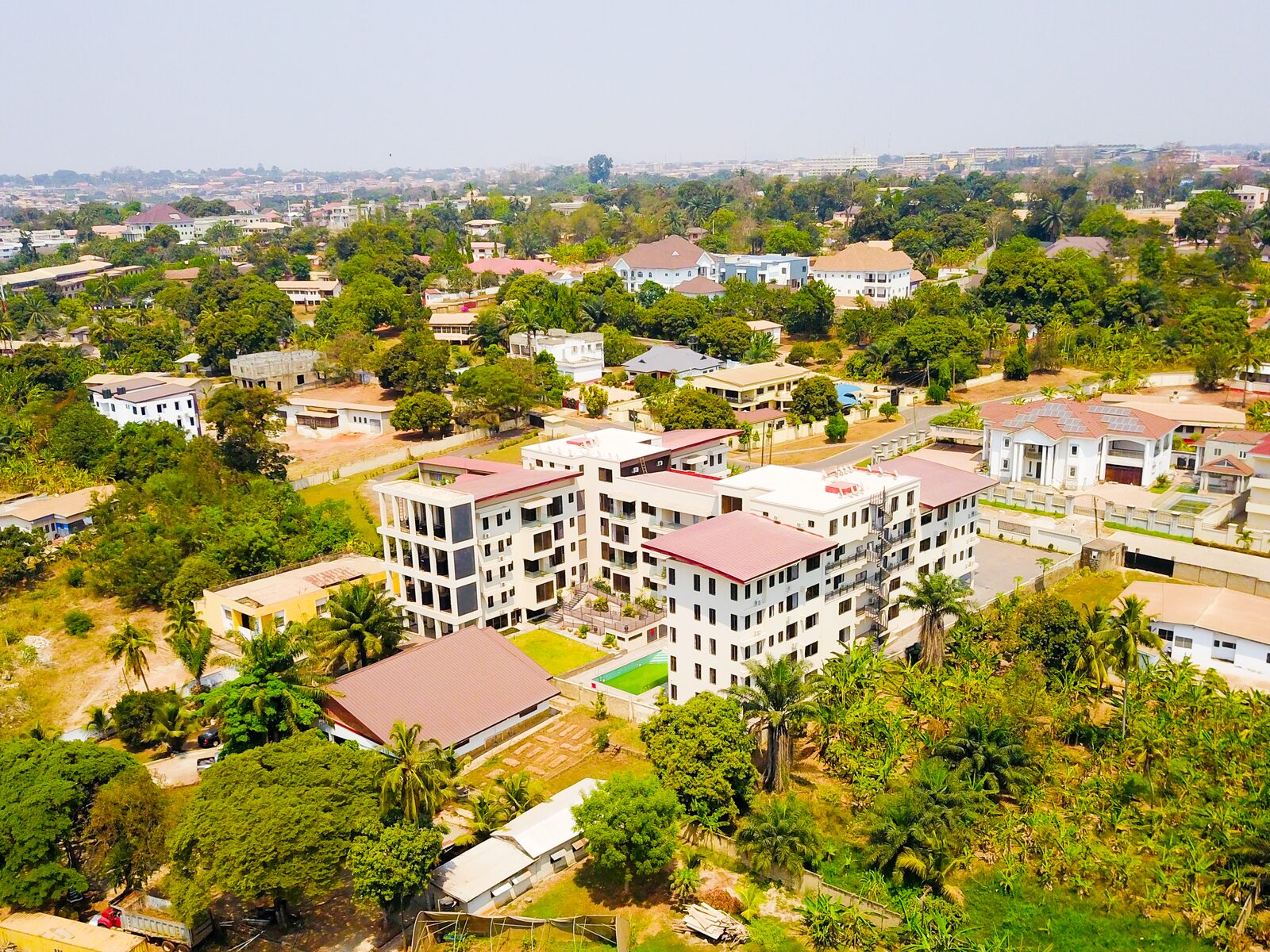 Aerial view over Danyame, Kumasi